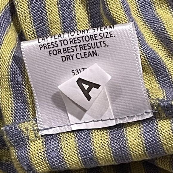 Eileen Fisher Dress Linen Minimalist Beachy Casual Boho Yellow Maxi Stripe MP - Picture 4 of 6